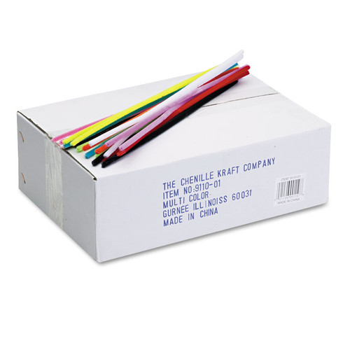 Jumbo Stems, 12" x 6 mm, Metal Wire, Polyester, Assorted, 1,000/Box [SKU: CKC911001]