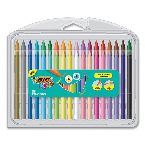 Kids Coloring Crayons, 36 Assorted Colors, 36/Pack [SKU: BICBKPCP36AST]