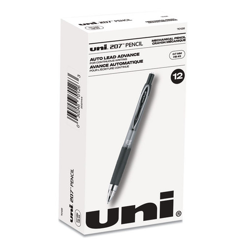 207 Mechanical Pencil, 0.7 mm, HB (#2), Black Lead, Black Barrel, Dozen [SKU: UBC70126]