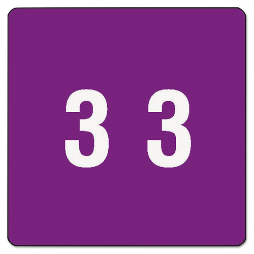 Numerical End Tab File Folder Labels, 3, 1.5 x 1.5, Purple, 250/Roll [SKU: SMD67423]