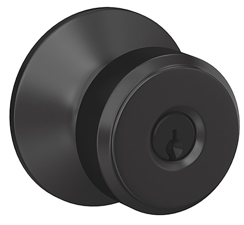 Schlage F Series F51VBWE622 Entry Lock, AAA, Grade 2 Grade, Keyed Key, Metal, Matte Black, Bowery Knob Handle [SKU: ORG3668027]