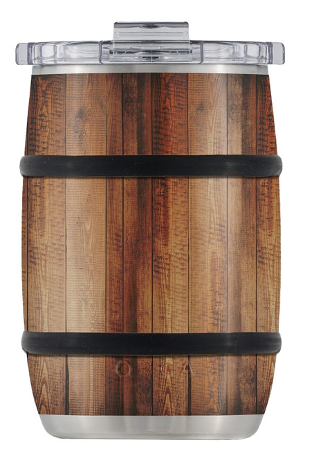 ORCA BAR12OWG Whiskey Barrel Cup, 18/8 Stainless Steel, Oak Wood Grain, Powder-Coated [SKU: ORG5280763]