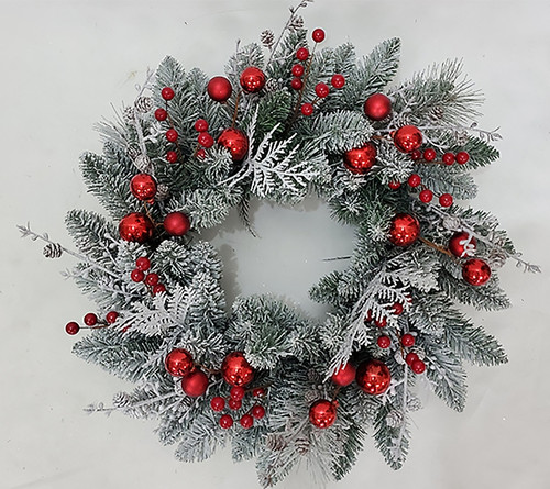 SANTAS FOREST INC 38301 Flocked Wreath with Cone, Hook Mounting [SKU: ORG9071119]