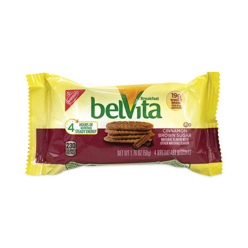 belVita Breakfast Biscuits, Cinnamon Brown Sugar, 1.76 oz Pack, 25 Packs/Box, Delivered in 1-4 Business Days [SKU: GRR22000507]