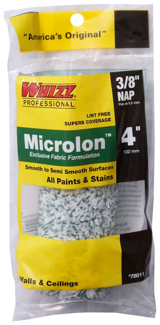 WHIZZ 78011 Mini Roller, 3/8 in Thick Nap, 4 in L, Microlon Cover [SKU: ORG9443391]