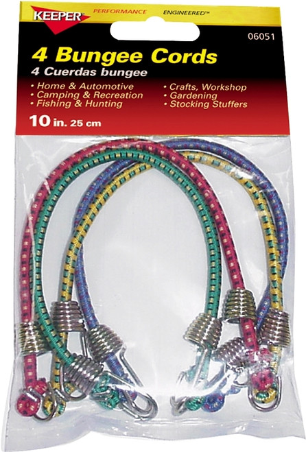 KEEPER 06051 Bungee Cord, 10 in L, Rubber, Hook End [SKU: ORG6085641]