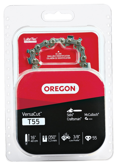 Oregon VersaCut T55 Chainsaw Chain, 16 in L Bar, 0.05 Gauge, 3/8 in TPI/Pitch, 55-Link [SKU: ORG7242688]