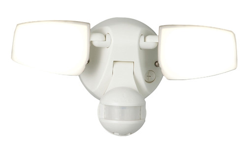 HALO PC LED Twin Head Flood Series MST28VCW Motion Twin Head Flood Light, 120 V, 20 W, 2-Lamp, LED Lamp, White Fixture [SKU: ORG7340748]