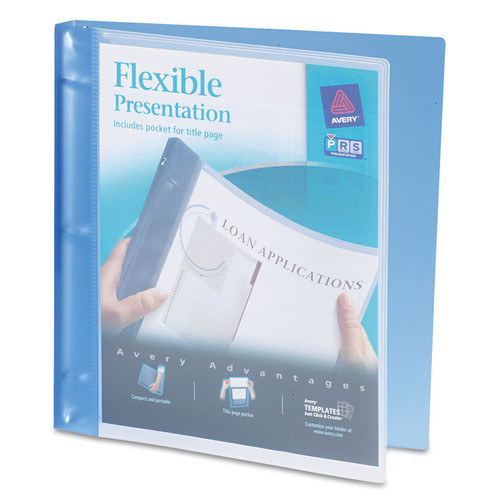 Flexible View Binder with Round Rings, 3 Rings, 0.5" Capacity, 11 x 8.5, Blue [SKU: AVE17670]