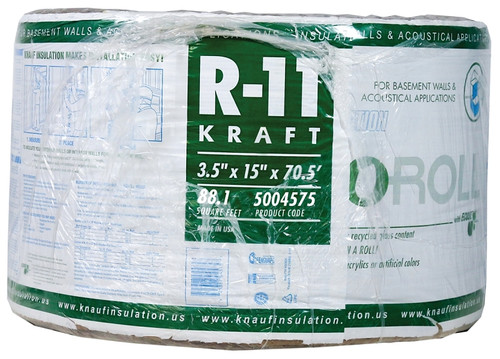Knauf Insulation ECOROLL KR41E/TAK Insulation, 70-1/2 ft L, 15 in W, R11 R-Value, Fiberglass/Steel, Brown [SKU: ORG7058605]