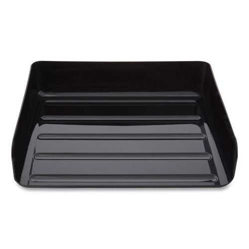 Side-Load Stackable Plastic Document Tray, 1 Section, Letter-Size, 12.63 x 9.72 x 3.01, Black, 2/Pack [SKU: TUD24380803]