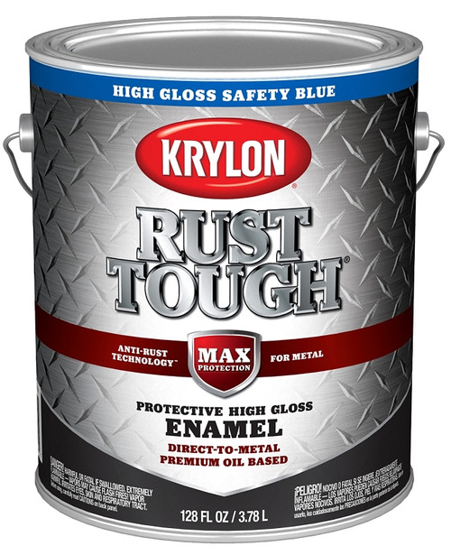 Krylon Rust Tough K09741008 Enamel, Gloss, Safety Blue, 1 gal [SKU: ORG2858736]