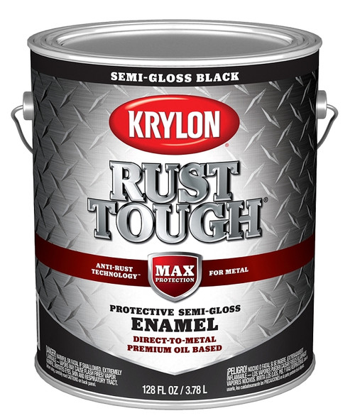 Krylon Rust Tough K09735008 Enamel, Semi-Gloss, Black, 1 gal [SKU: ORG2858769]