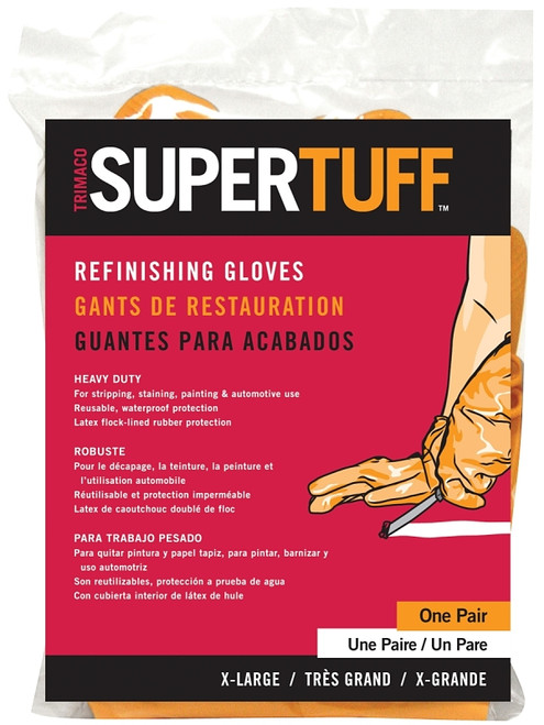 Trimaco 01703 Medium Weight, Reusable Refinishing Gloves, XL, Natural Rubber, Orange [SKU: ORG6267082]