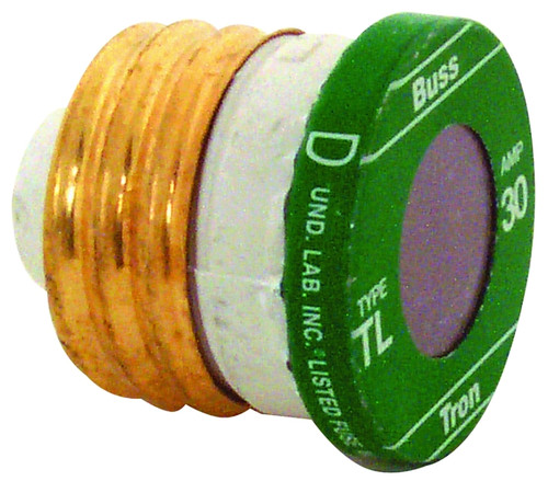 Bussmann TL-30 Plug Fuse, 30 A, 125 V, 10 kA Interrupt, Plastic Body, Low Voltage, Time Delay Fuse [SKU: ORG4182135]