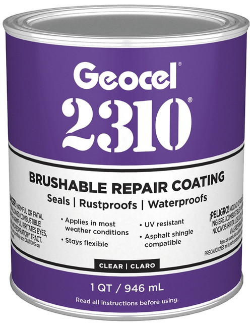Geocel 2310 Series GC65200 Brushable Repair Coating, Liquid, Crystal Clear, 1 qt, Can [SKU: ORG7448913]