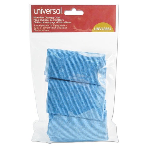 Microfiber Cleaning Cloth, 12 x 12, Blue, 3/Pack [SKU: UNV43664]