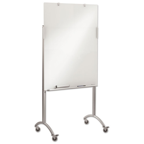 Clarity Mobile Easel with Integrated Glass Marker Board, 36 x 48 x 72, Steel [SKU: ICE31100]