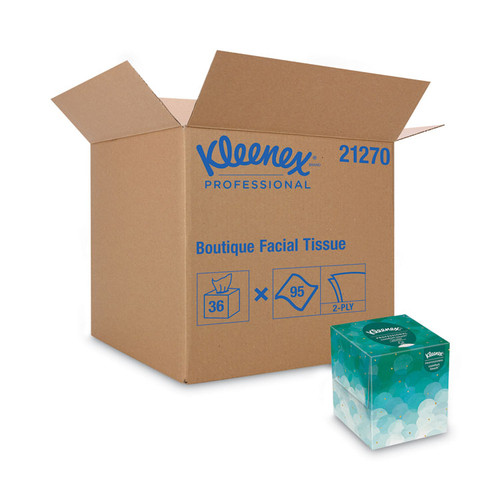 Boutique White Facial Tissue for Business, Pop-Up Box, 2-Ply, 95 Sheets/Box, 36 Boxes/Carton [SKU: KCC21270CT]