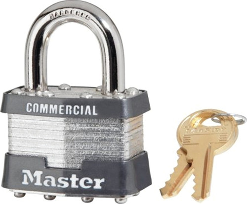 Master Lock 1KA 2001 Padlock, Keyed Alike Key, Open Shackle, 5/16 in Dia Shackle, 15/16 in H Shackle, Steel Body [SKU: ORG6104616]