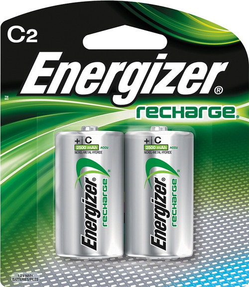 Energizer NH35BP-2 Rechargeable Battery, 1.2 V Battery, 2500 mAh, C Battery, Nickel-Metal Hydride, Green/Silver [SKU: ORG6035711]
