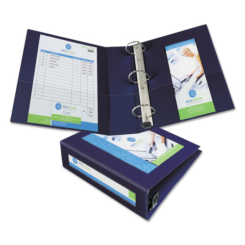 Framed View Heavy-Duty Binders, 3 Rings, 3" Capacity, 11 x 8.5, Navy Blue [SKU: AVE68038]
