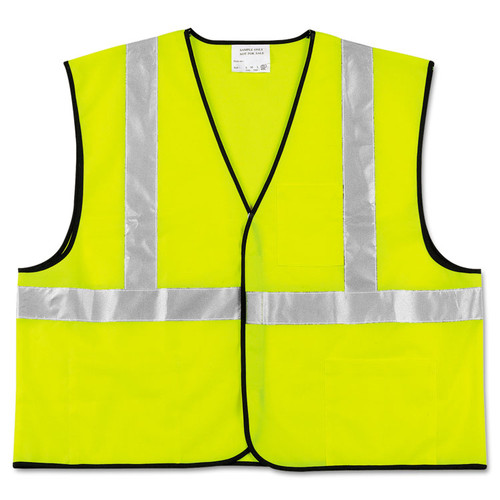 Class 2 Safety Vest, Polyester, X-Large, Fluorescent Lime with Silver Stripe [SKU: CRWVCL2SLXL]