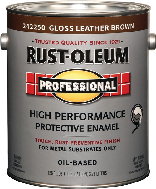 RUST-OLEUM PROFESSIONAL 242250 Protective Enamel, Gloss, Leather Brown, 1 gal Can [SKU: ORG2406593]