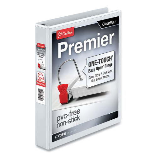 Premier Easy Open ClearVue Locking Slant-D Ring Binder, 3 Rings, 1" Capacity, 11 x 8.5, White [SKU: CRD10300]