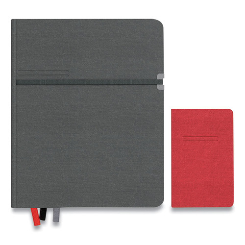 Large Mastery Journal with Pockets, 1 Subject, Narrow Rule, Charcoal/Red Cover, 10 x 8, 192 Sheets [SKU: TUD24421817]