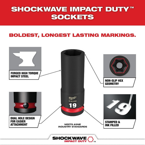 Milwaukee SHOCKWAVE Impact Duty Series 49-66-6801 Socket Set, Chrome Molybdenum Steel, Specifications: 3/8 in Drive [SKU: ORG1390343]