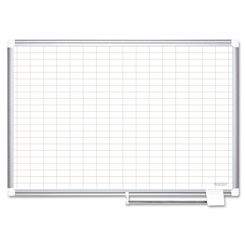 Gridded Magnetic Porcelain Planning Board, 1 x 2 Grid, 72 x 48, Aluminum Frame [SKU: BVCCR1230830]