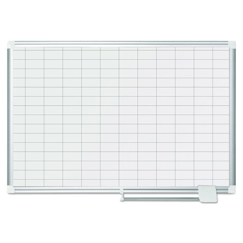 Grid Planning Board, 1 x 2 Grid, 36 x 24, White/Silver [SKU: BVCMA0392830]