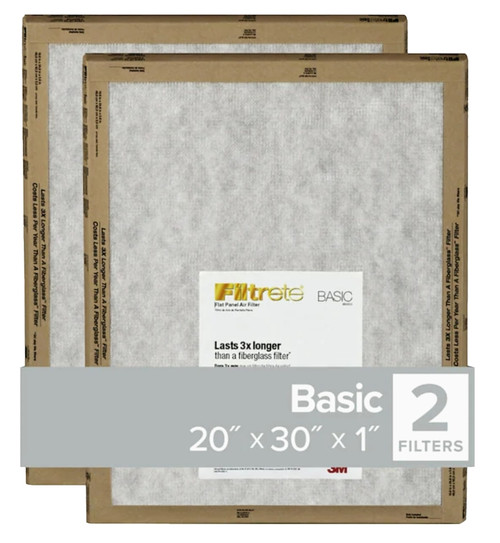 Filtrete FPL22-2PK-24 Flat Panel Air Filter, 30 in L, 20 in W, 2 MERV, For: Air Conditioner, Furnace and HVAC System [SKU: ORG7425671]