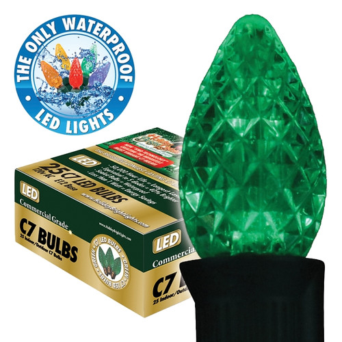 Holiday Bright Lights BU25-LEDFC7-TGR Light Bulb, 0.6 W, Candelabra (E12) Lamp Base, LED Lamp, Green Light [SKU: ORG7209489]
