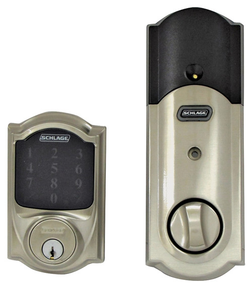 Schlage Connect Series BE469ZP V CAM 619 Deadbolt, Grade 1 Grade, Keyed Key, Satin Nickel, 2-3/8, 2-3/4 in Backset [SKU: ORG7419146]
