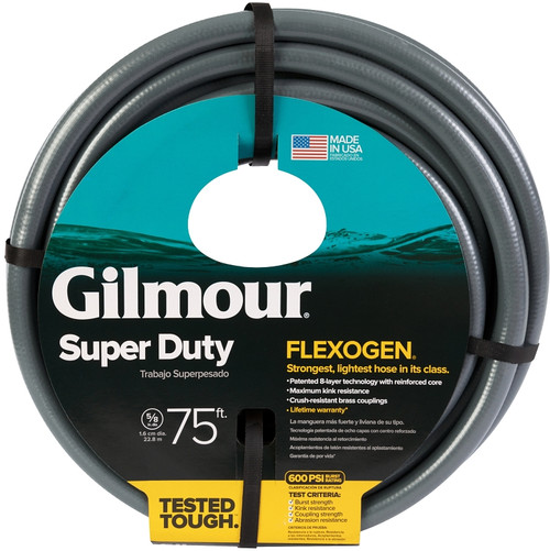 GILMOUR MFG Flexogen 874751-1001 Garden Hose, 75 ft L, Brass, Gray [SKU: ORG6535454]