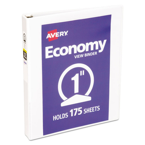 Economy View Binder with Round Rings , 3 Rings, 1" Capacity, 11 x 8.5, White, (5711) [SKU: AVE05711]