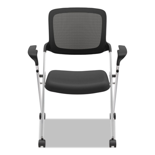VL314 Mesh Back Nesting Chair, Supports Up to 250 lb, 19" Seat Height, Black Seat, Black Back, Silver Base [SKU: BSXVL314SLVR]
