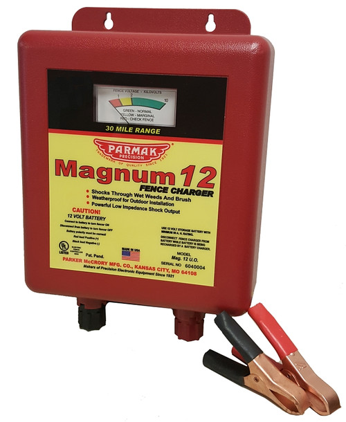Parmak MAG12UO Electric Fence Charger, 1.1 to 3 J Output Energy, 12 V Battery [SKU: ORG2562312]