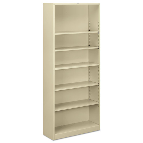Metal Bookcase, Six-Shelf, 34.5w x 12.63d x 81.13h, Putty [SKU: HONS82ABCL]