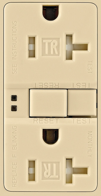 Eaton Wiring Devices TRSGF20V GFCI Duplex Receptacle, 2 -Pole, 20 A, 125 V, Back, Side Wiring, NEMA: 5-20R, Ivory [SKU: ORG4896171]