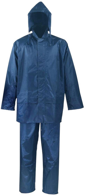Diamondback SPU045-XXXL Rain Suit, 3XL, 32-1/2 in Inseam, Polyester, Blue, Drawstring Pull-Out Hood Collar [SKU: ORG2255669]