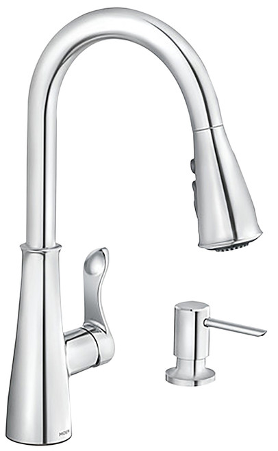 Moen Hadley Series 87245 Pull-Down Kitchen Faucet, 1.5 gpm, 1-Faucet Handle, 4-Faucet Hole, Metal, Chrome Plated [SKU: ORG7440720]
