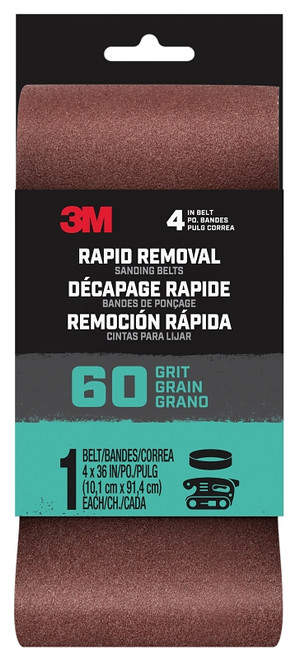 3M 27384 Sanding Belt, 4 in W, 36 in L, 60 Grit, Aluminum Oxide Abrasive [SKU: ORG7375934]