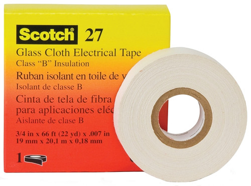 Scotch 27 Electrical Tape, 66 ft L, 1/2 in W, Cloth Backing, White [SKU: ORG4893806]