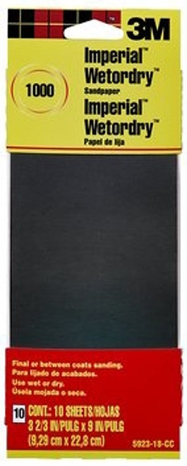 3M 5923-18-CC Sandpaper, 9 in L, 3.66 in W, Ultra Fine, 1000 Grit, Silicon Carbide Abrasive, Paper Backing [SKU: ORG4375580]