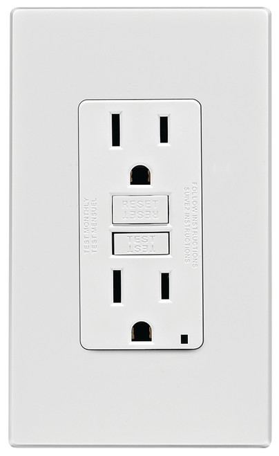 Leviton C32-GFNT1-0PW GFCI Duplex Receptacle, 2 -Pole, 15 A, 125 V, Back, Side Wiring, NEMA: 5-15R, White [SKU: ORG4996765]