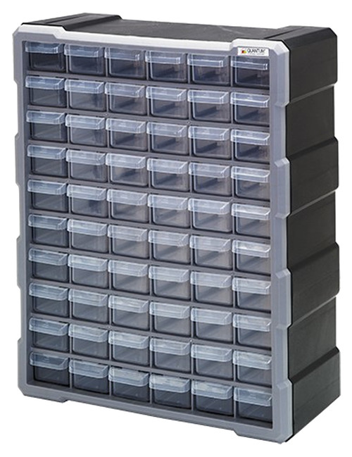 QUANTUM STORAGE SYSTEMS PDC-60BK Small Parts Organizer, 15 in L, 6-1/4 in W, 18-3/4 in H, 60-Drawer, Polypropylene [SKU: ORG3352440]