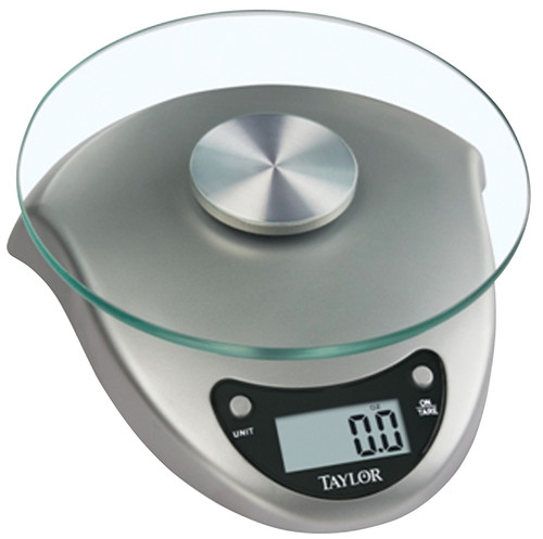 Taylor 3831S Kitchen Scale, 6.6 lb Capacity, LCD Display, Tempered Glass Platform, Silver, g, kg, lb, oz [SKU: ORG6554232]